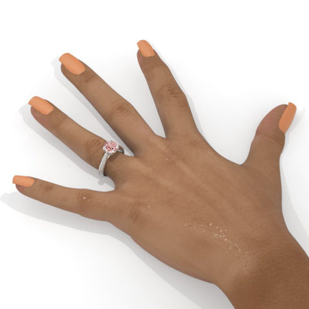 Peach Sapphire Floral White Gold Engagement Ring Model 170