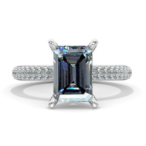 3.5 Carat Radiant Moissanite Hidden Halo Royal Engagement 14K White Gold Ring Michael

