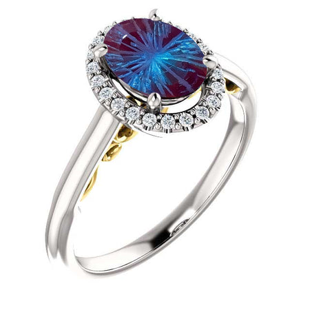 1.25 Carat Oval Fireworks Cut Alexandrite Diamond Halo Engagement Ring