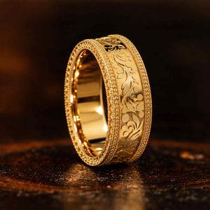 Pink Wood Inlay Titanium Ring.