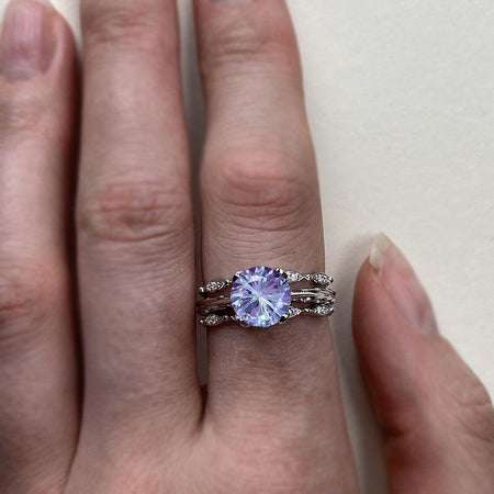 2 Carat Fireworks Cut Alexandrite Engagement Eternity Rings Eternity Set