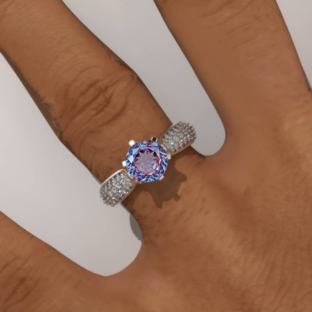 1.5 Carat Portuguese Cut Ethically LAB-Grown Alexandrite Engagement Ring