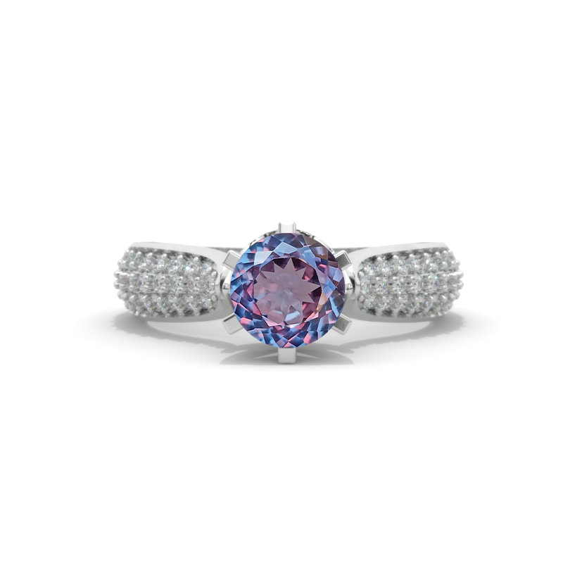 1.5 Carat Portuguese Cut Ethically LAB-Grown Alexandrite Engagement Ring