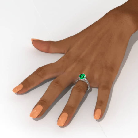 1.0 Carat Hidden Halo Emerald Ring Model 65