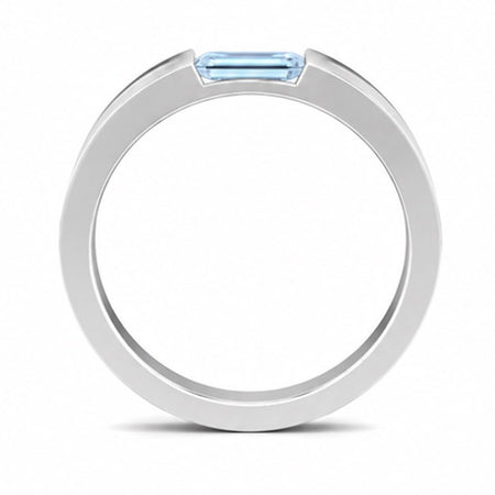 Natural Aquamarine Emerald Cut Men's Gold Ring