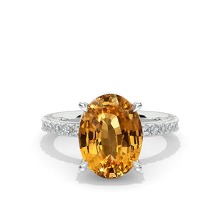 Vintage Style 9x4.5mm Marquise Genuine Yellow Citrine White Gold Engagement Ring Model 576