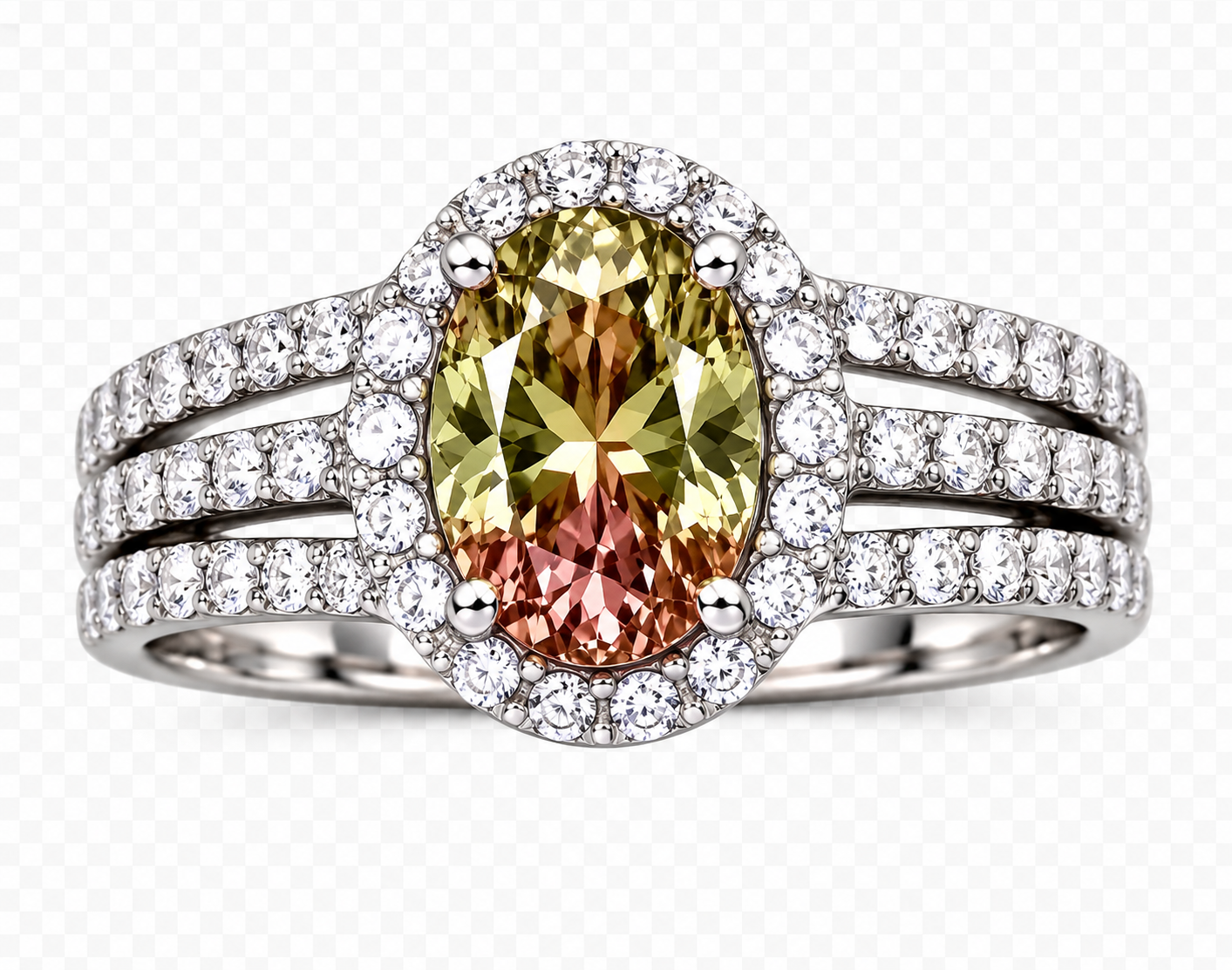 Custom 2.5 Carat Zultanite Engagement Ring  14K White Gold Model 1398-10x7