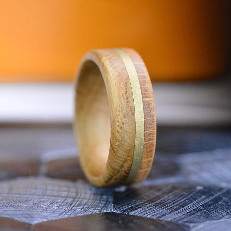 Real Whisky Barrel Solid Wood Ring Wood Rings for Men, Anniversary Wooden Copper Engagement Rings