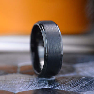 Black Brushed Tungsten Carbide Ring