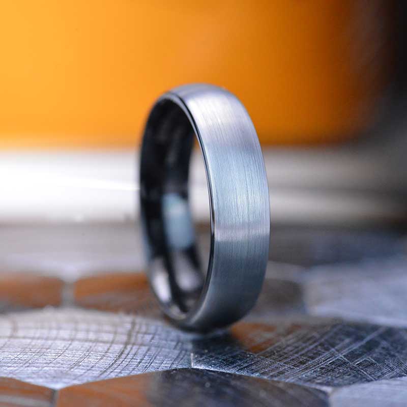 Brushed Black Finish Band Pure Tungsten Ring - Giliarto Silver Wedding