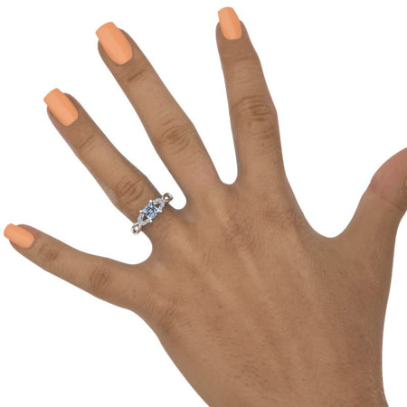 Princess Cut Genuine Aquamarine Twisted Shank Engagement Ring
