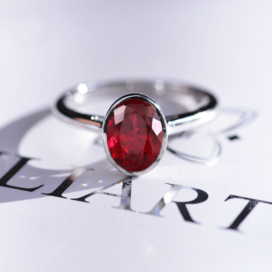 Carat Oval Ruby Bezel Set White Gold Engagement Ring Giliarto