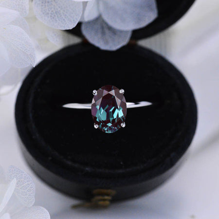 1.5 Carat Alexandrite 14K White Gold Engagement Promissory Ring