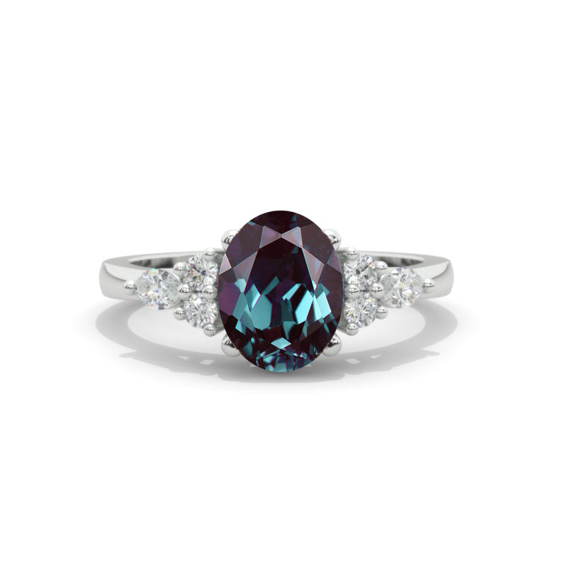 Oval Alexandrite14K White Gold Engagement Promissory Ring