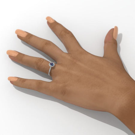 1 Carat  Alexandrite Halo Gold Engagement Promissory Ring