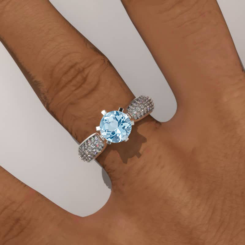 11 Carat Aquamarine (Santa Maria) Diamond Ring - Venessa Diamonds