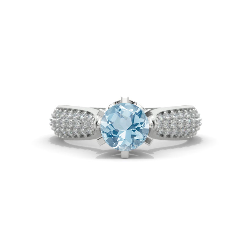 1.5 Carat Genuine Aquamarine Engagement Ring