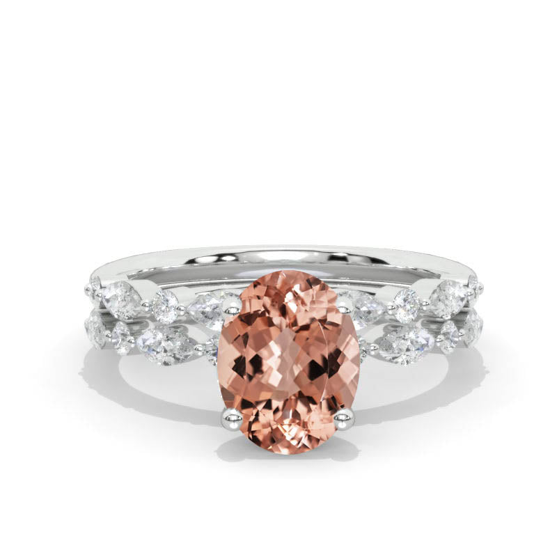 Pompeii3 3 Ct Oval Halo Morganite Diamond Vintage Engagement Ring 14k White  Gold - Size 5 : Target