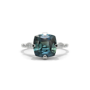 3 Carat Teal Sapphire Center Stone White Gold Ring