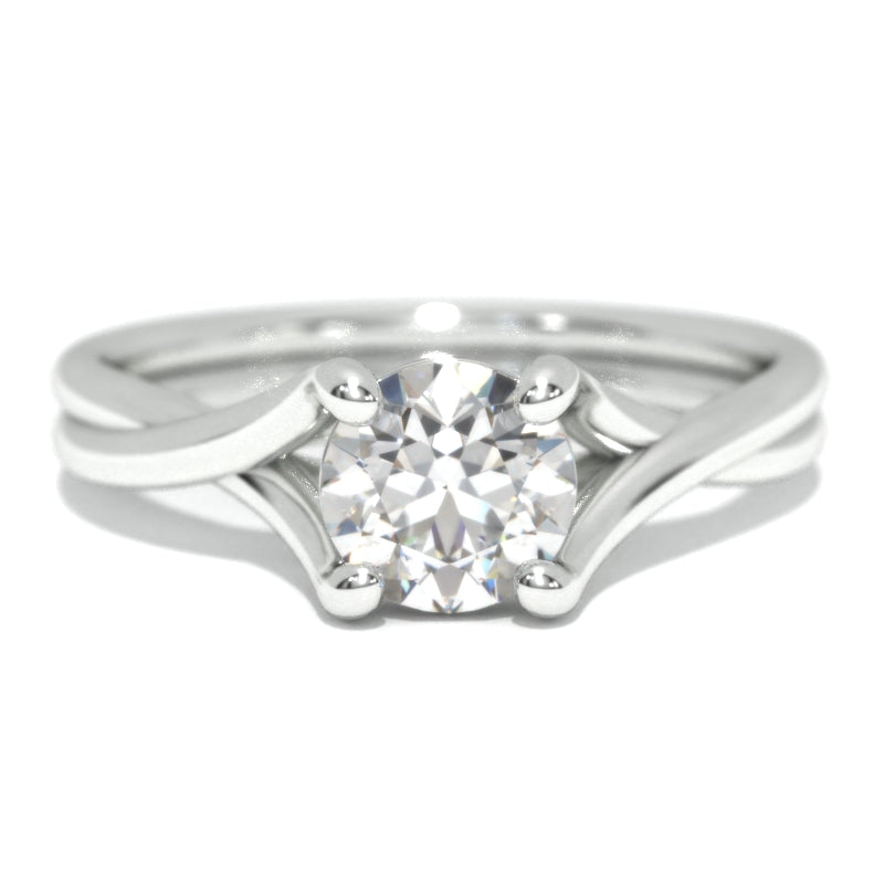 0.7 Carat GIA  Round Diamond Gold Engagement Promissory Ring