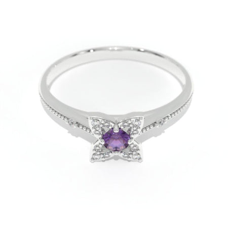 0.15 Carat Giliarto Amethyst Diamond Gold Promissory Ring