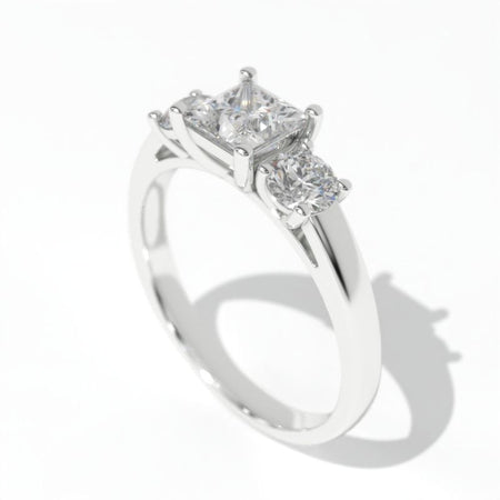 2.0 CTW  Princess Cut Moissanite Three Stone Gold Engagement Ring