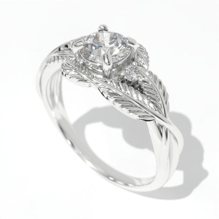 1 Carat Giliarto Moissanite White Gold Engagement Floral Accented Ring