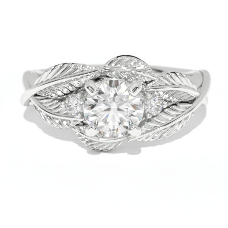 0.7 Carat GIA Diamond White Gold Engagement Floral Ring