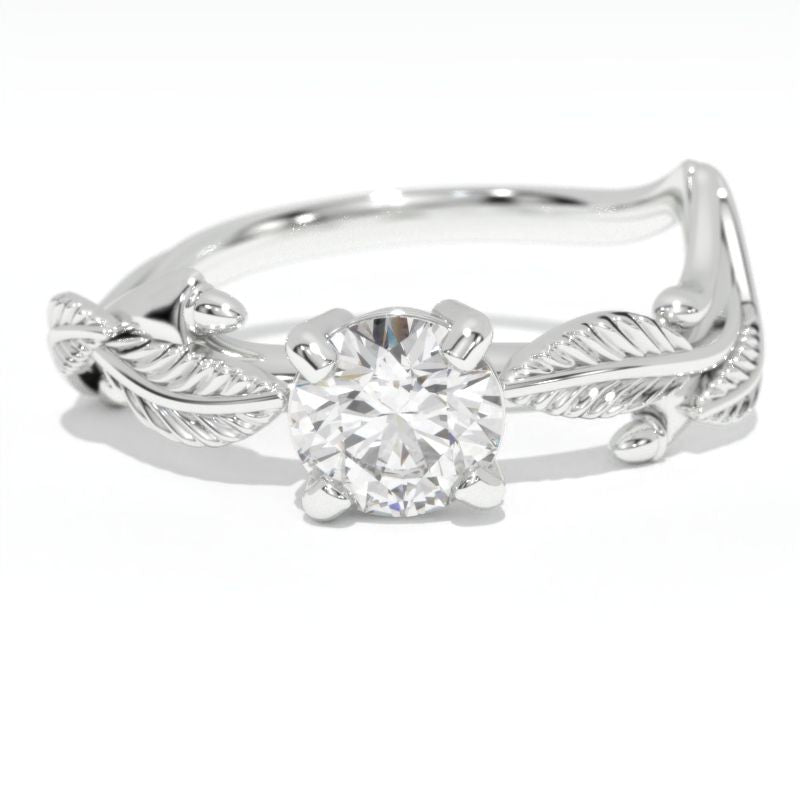 0.7 Carat GIA/IGI Diamond White Gold Engagement Floral Ring