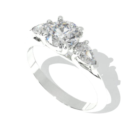 1 Carat Giliarto Moissanite Three-Stone White Gold Engagement  Ring