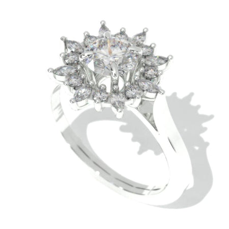 14K White Gold 1.25 Carat Round Moissanite Halo Engagement Ring