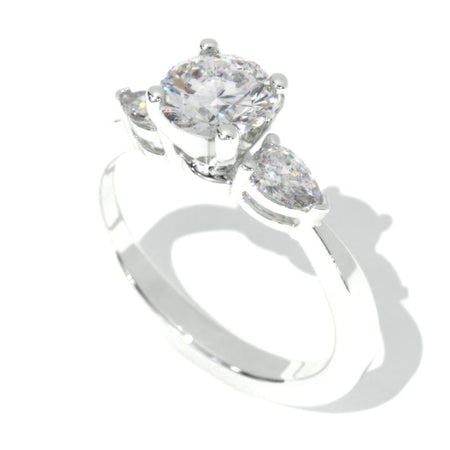 1.0 Carat Moissanite Three Stone 14K White  Gold Promissory Ring