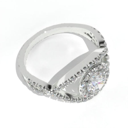 1.0 Carat Moissanite Halo Engagement Ring 14K White Gold