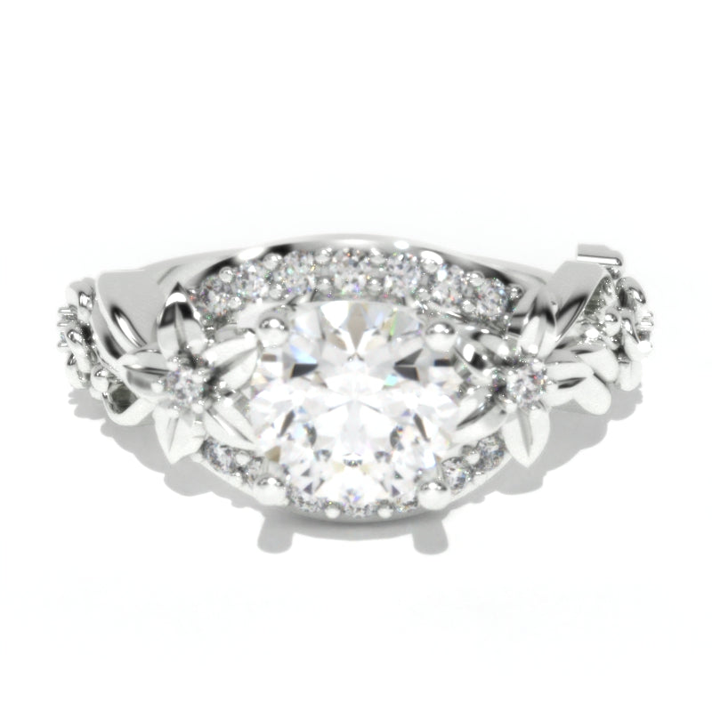 1.5 Carat Moissanite Gold Floral Engagement Ring