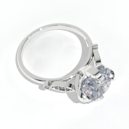 3.0  Carat  Moissanite Center Stone White Gold Ring