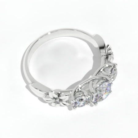 1.5 Carat Giliarto Moissanite Three-Stone White Gold Engagement  Ring