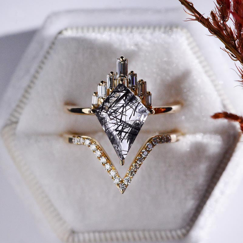 Tourmalated quartz engagement ring sales