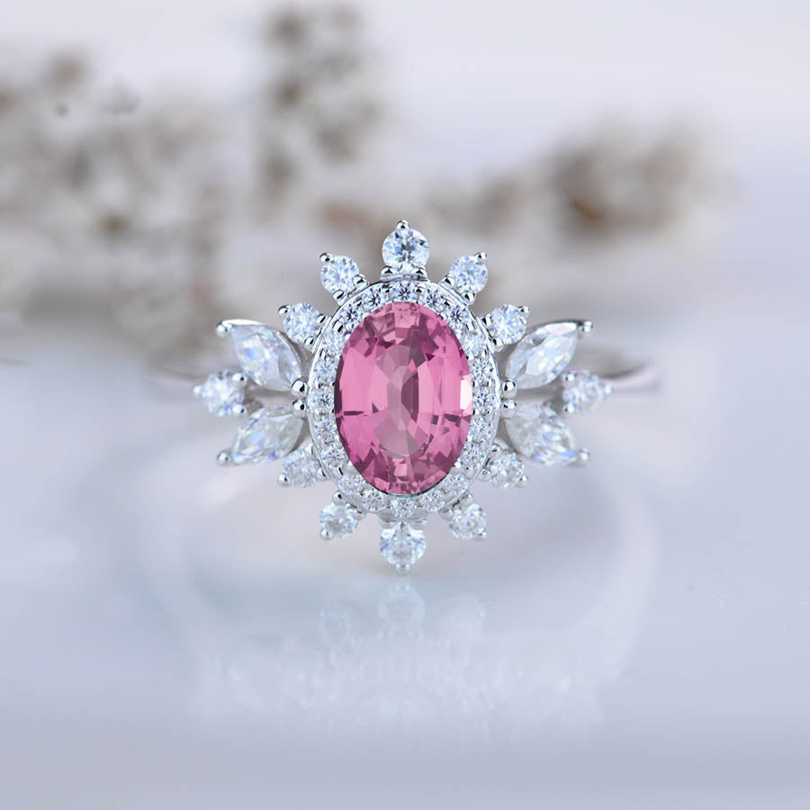 18 K oro rosa 6 x 4 mm ovale gemma & diamante rotondo da donna Halo orecchini pendenti goccia e Oro rosa, cod. DR7911-5758-18KR 18 K oro rosa 6 x 4 mm ovale gemma & diamante rotondo da donna Halo orecchini pendenti goccia e Oro rosa, cod. DR7911-5758-18KR