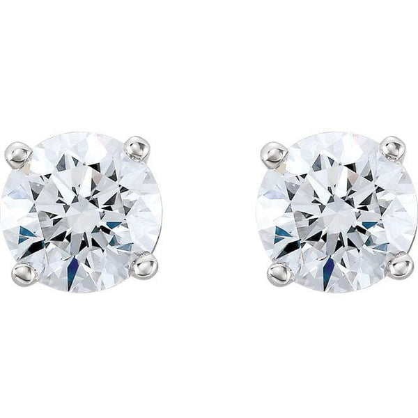 1 CTW Diamond Stud Earrings 14K White VS-SI ROUND - Giliarto