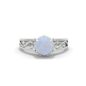 Ascella 2.6 Carat Genuine Natural White Opal White Gold Engagement Ring