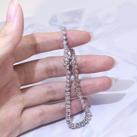 5.5 CTW Moissanite Tennis Line 7" White Gold Bracelet