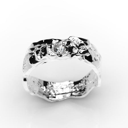 Moon Diamond Men's 14K White Gold  Ring.