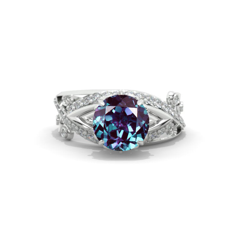 2.0 Carat Alexandrite Accented Classic Engagement Ring