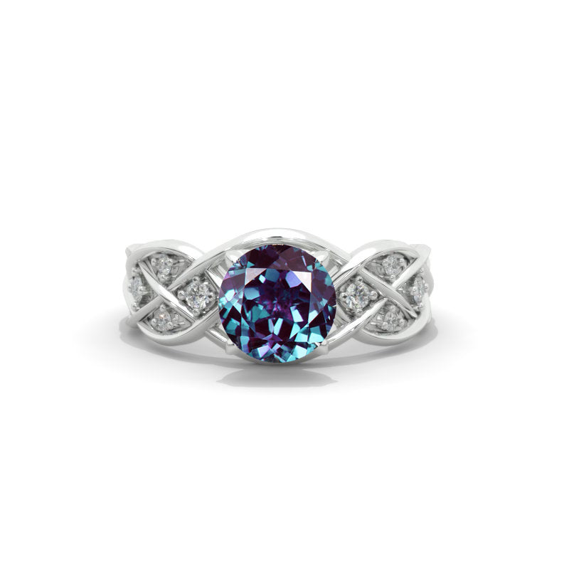 2.0 Carat Alexandrite Lattice Engagement Ring