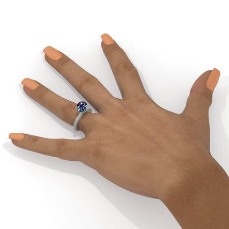 2 Carat Alexandrite White Gold Engagement Ring