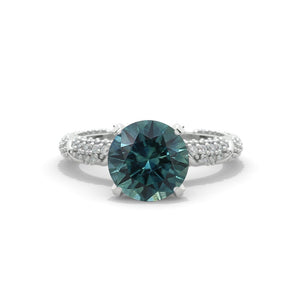 2 Carat Teal Sapphire White Gold Giliarto Engagement Ring
