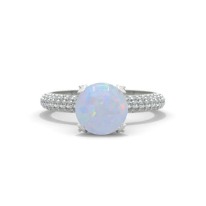 2 Carat Genuine Natural White Opal White Gold Engagement Ring