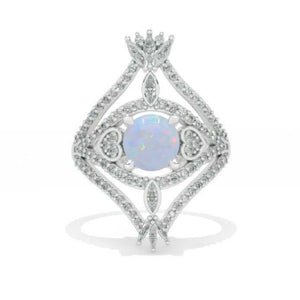14K White Gold 1.7 Carat Genuine Natural White Opal Halo Vintage Engagement Ring