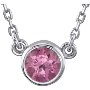 Genuine Pink Tourmaline Bezel With  Necklace - Giliarto