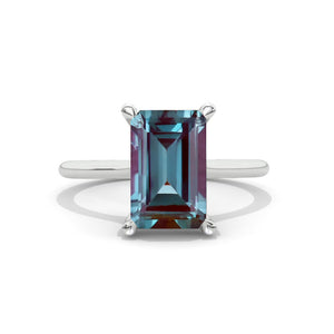 4 Carat Unique Emerald Step Cut Alexandrite Engagement Ring